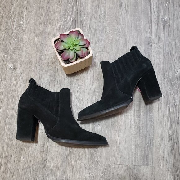 Zara Shoes - Zara Black Suede  Cowboy Western Booties Sz 41